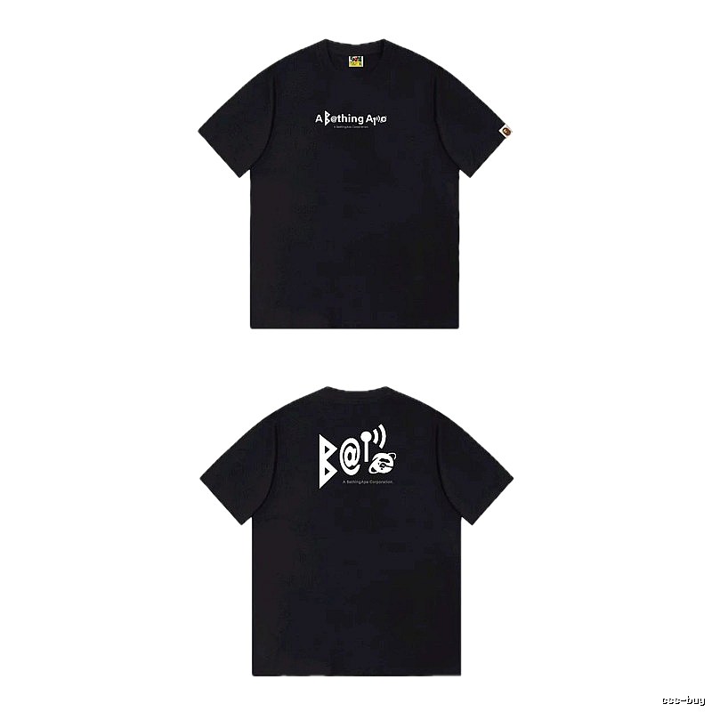 Bape letter - printed short - sleeved black T - shirt