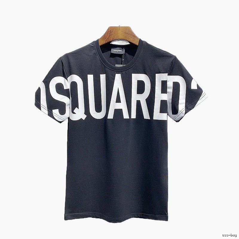 DSQ Trendy Cool Large Letter Printed Black Short-Sleeve T-Shirt