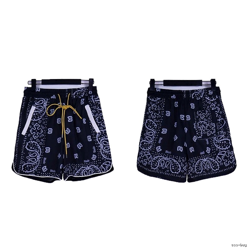 RHUDE retro-style black shorts