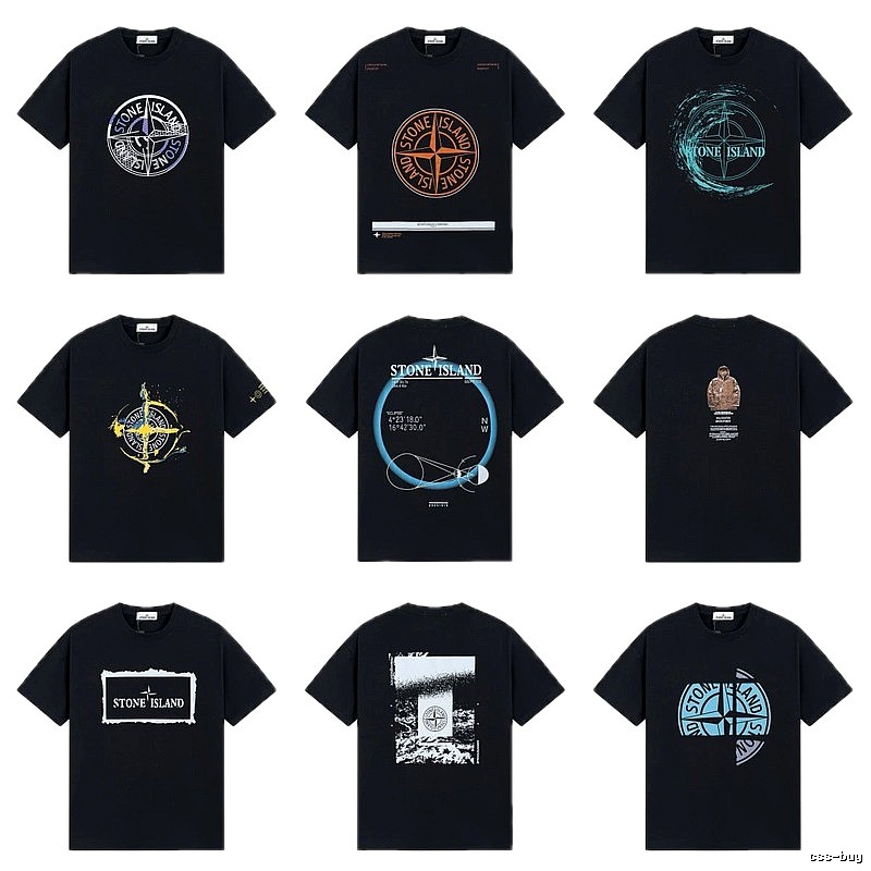 Stone Island Compass Print Street Style Black T-Shirt