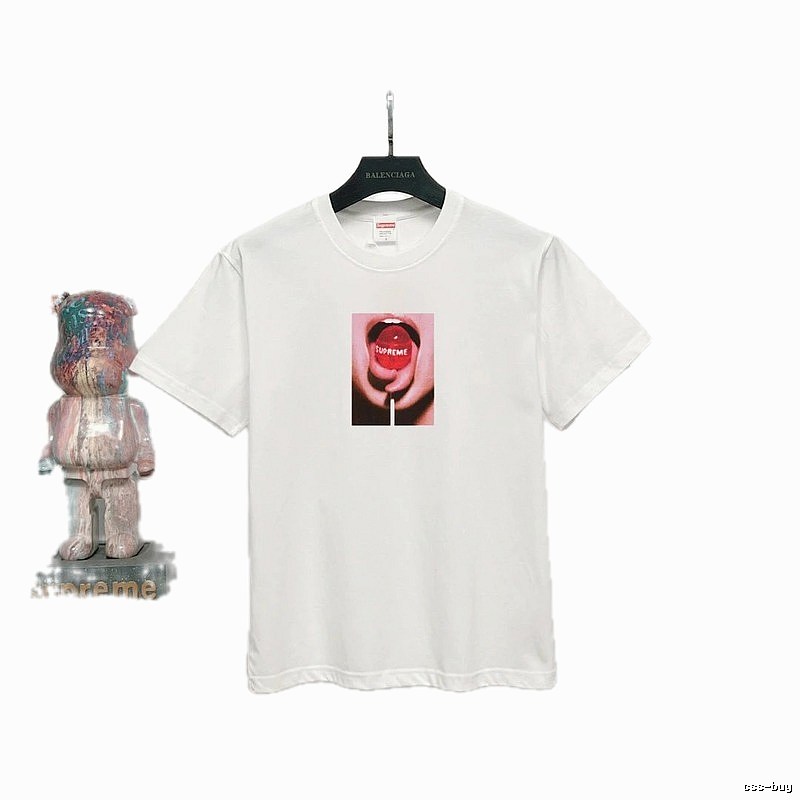 Supreme Lollipop Print Street Style White T-Shirt