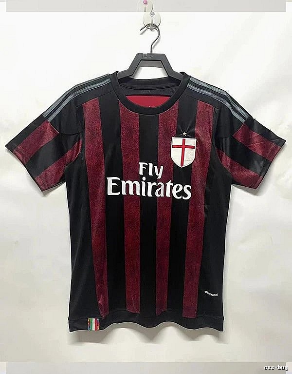 AC Milan Daily Retro soccer jersey Red Black Striped with Visual Detail