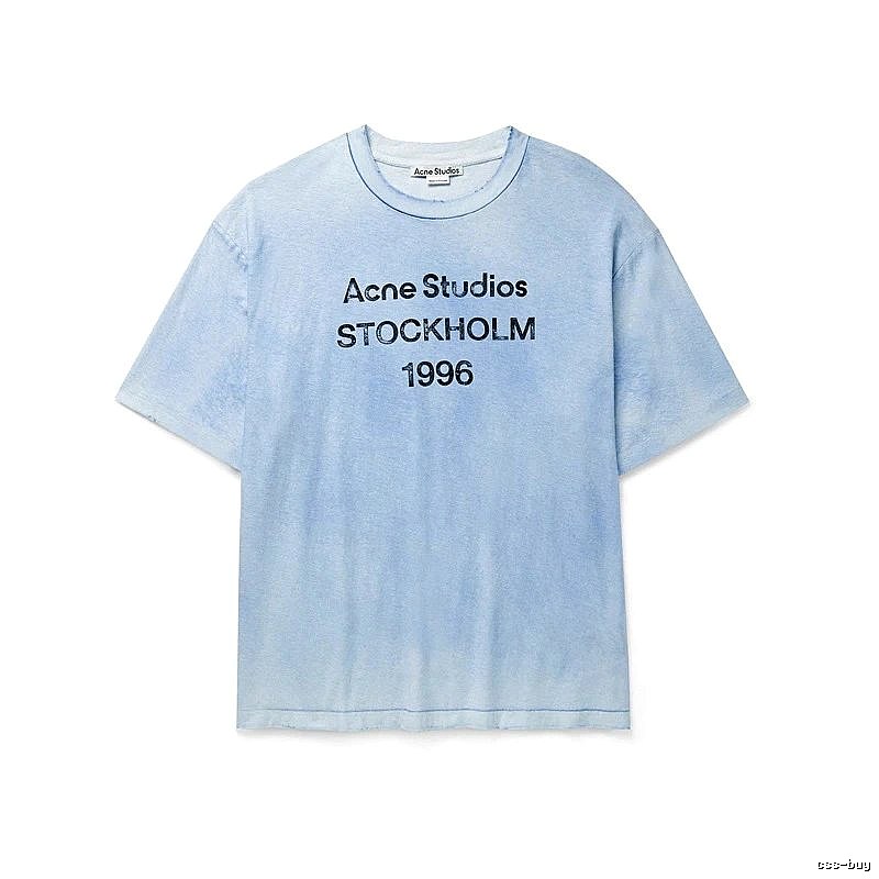 Acne Studios 2090-80 Deep Blue Style Ac908046 Stockholm Logo T-Shirt Casual Layering