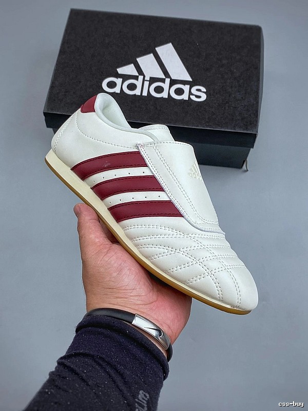 Adidas Low-Profile Sneakers, Textured Side Detail in White and Burgundy