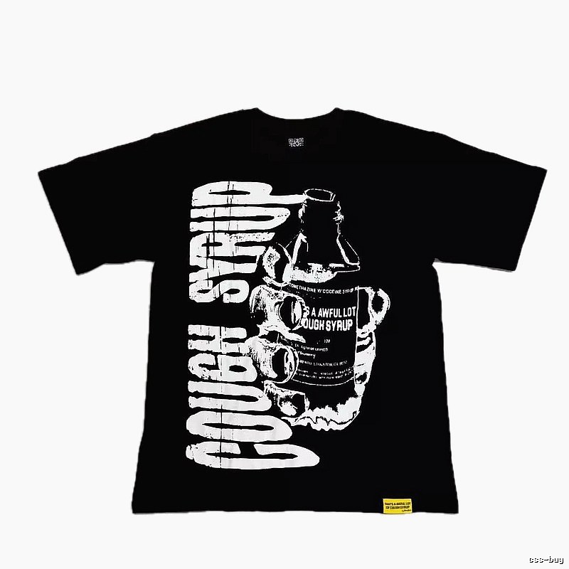 ALOCS Syrup Print Street Style Black T-Shirt