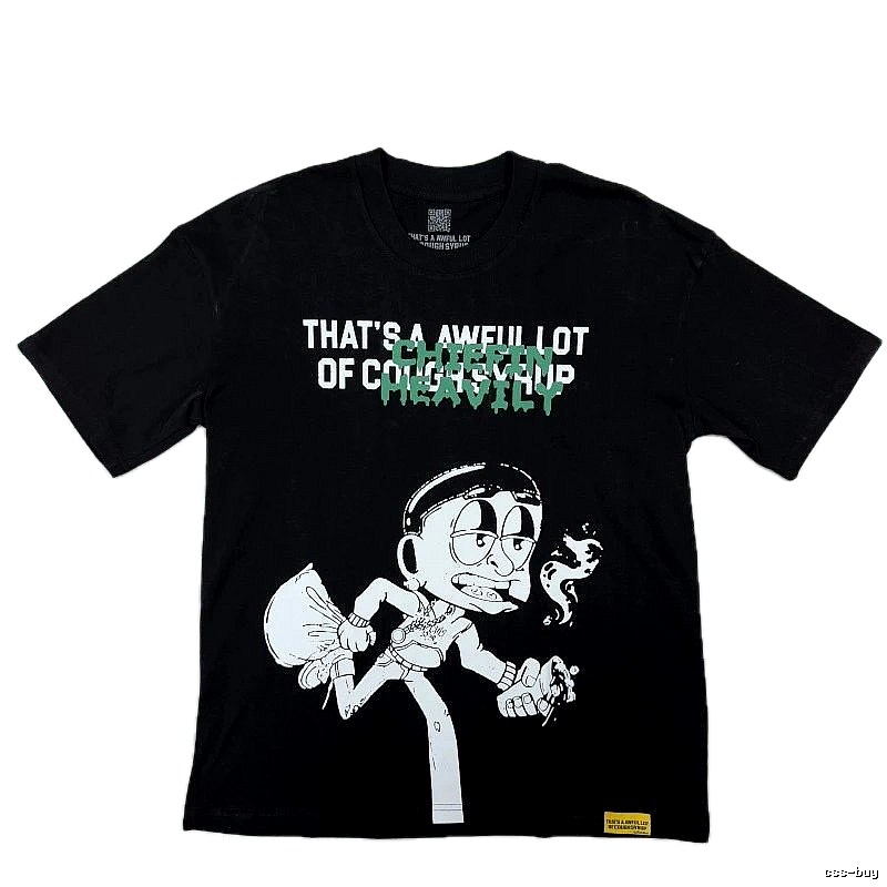 American Street Style Streetwear Cartoon Print Black Short-sleeve T-shirt