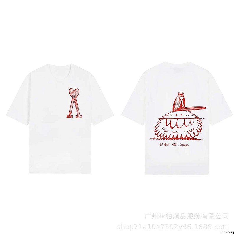 AMI cartoon printed white T-shirt