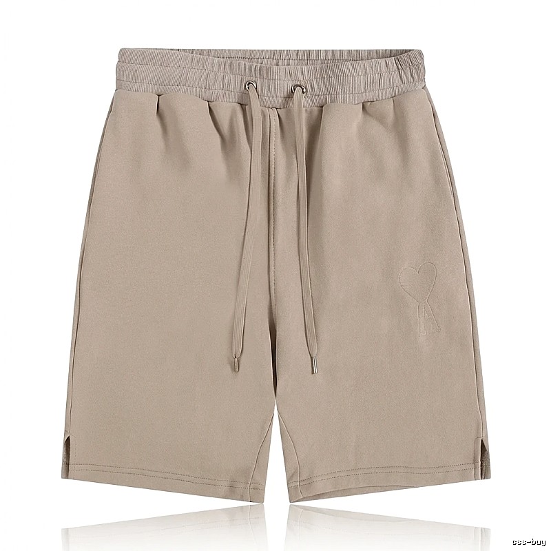 AMI Embroidered Trendy Brand Khaki Shorts