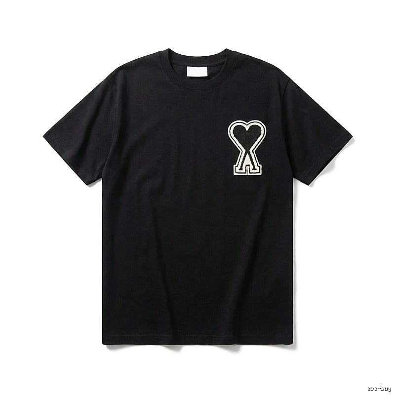 AMI Heart-shaped Pattern Black T-shirt