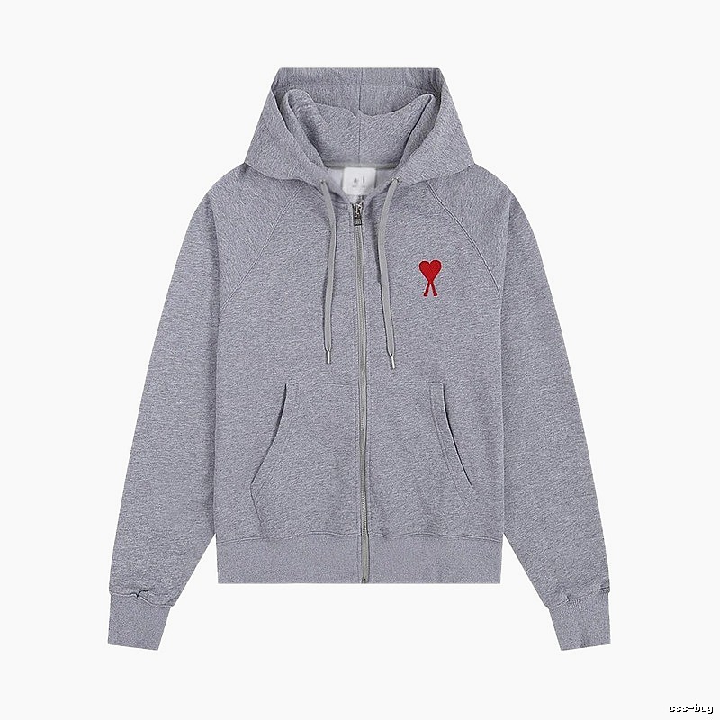 AMI Love Embroidery Grey Hoodie