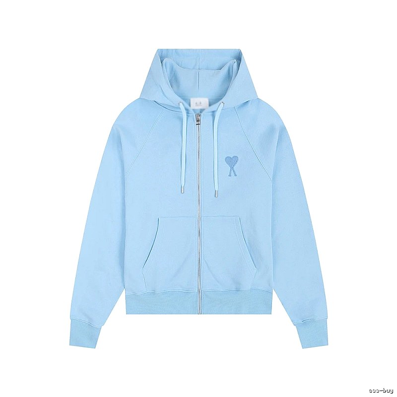AMI Love Embroidery Light Blue Hoodie