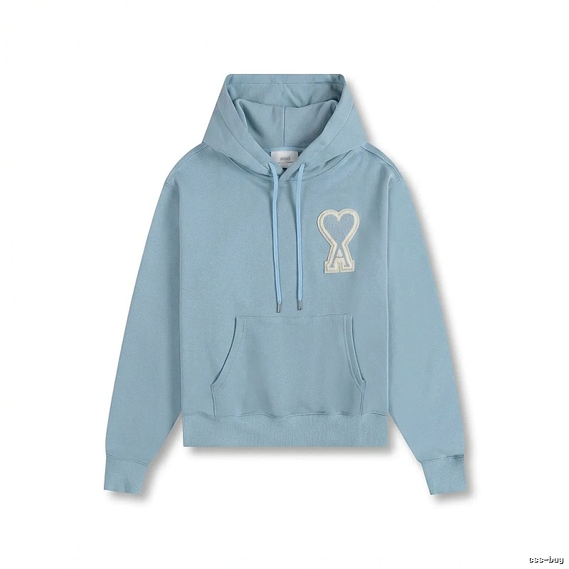 AMI Love Heart Pattern Light Blue Hoodie