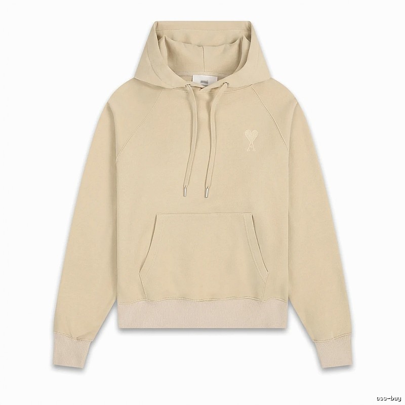 AMI Love Minimalist Style Beige Hoodie