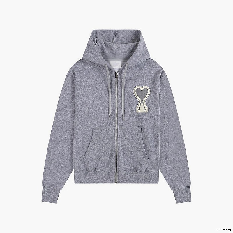 AMI Love Series Grey Zip-Up Hoodie