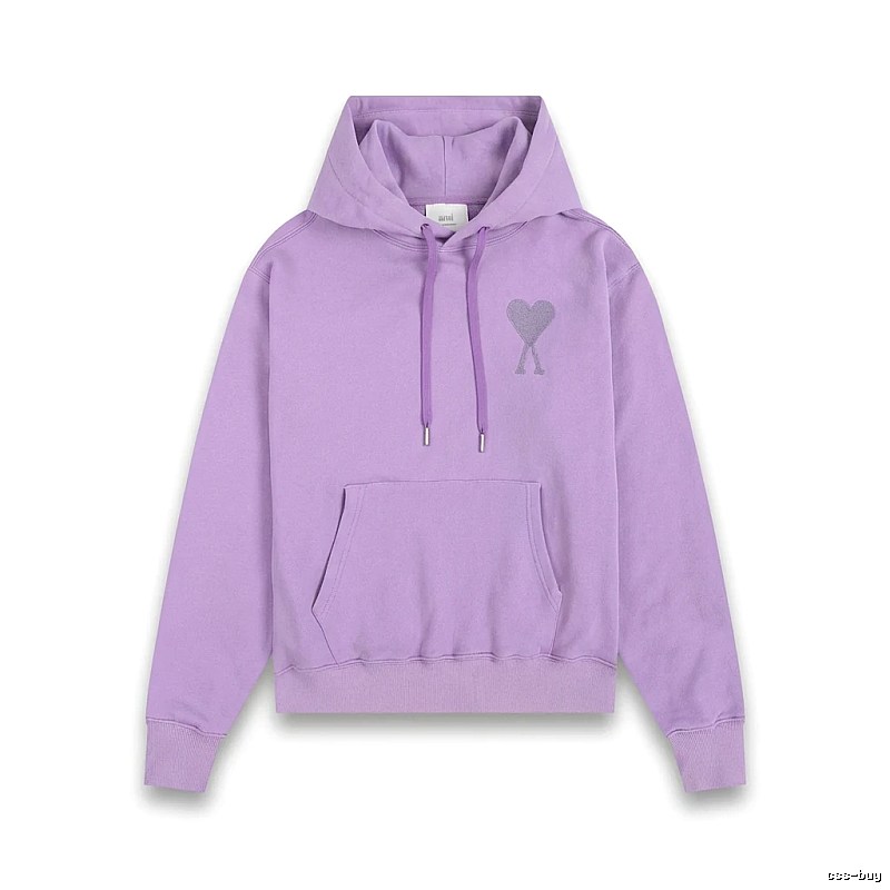 AMI series minimalist style purple hoodie