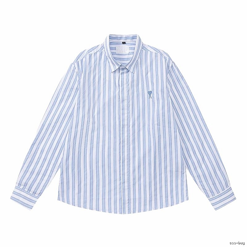 AMI Stripe Simple Blue Shirt
