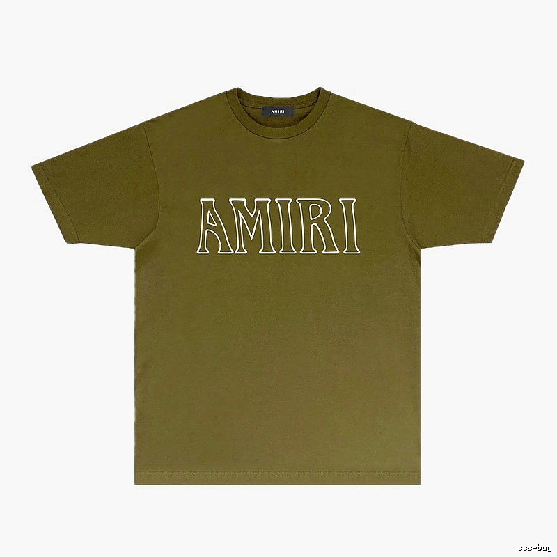 AMIRI Basic Style Trendy and Cool Olive Green T-shirt