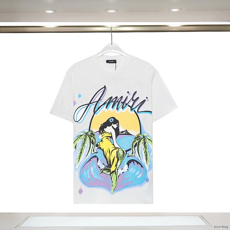 Amiri Logo Detail Graphic T-shirt White Blue Amiri with Functional Detail