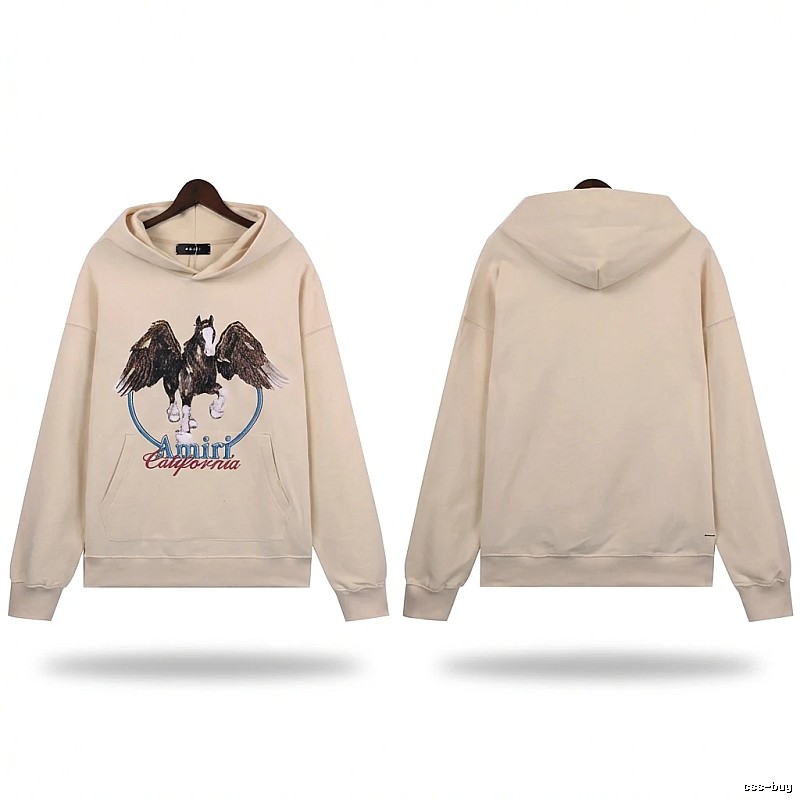 AMIRI Pegasus Series Casual Style Off-White Sweatshirt