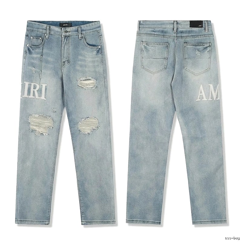 AMIRI Ripped Denim Blue Jeans