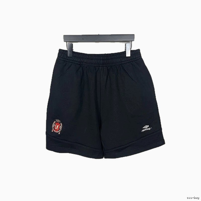 Balenciaga badge-style black shorts
