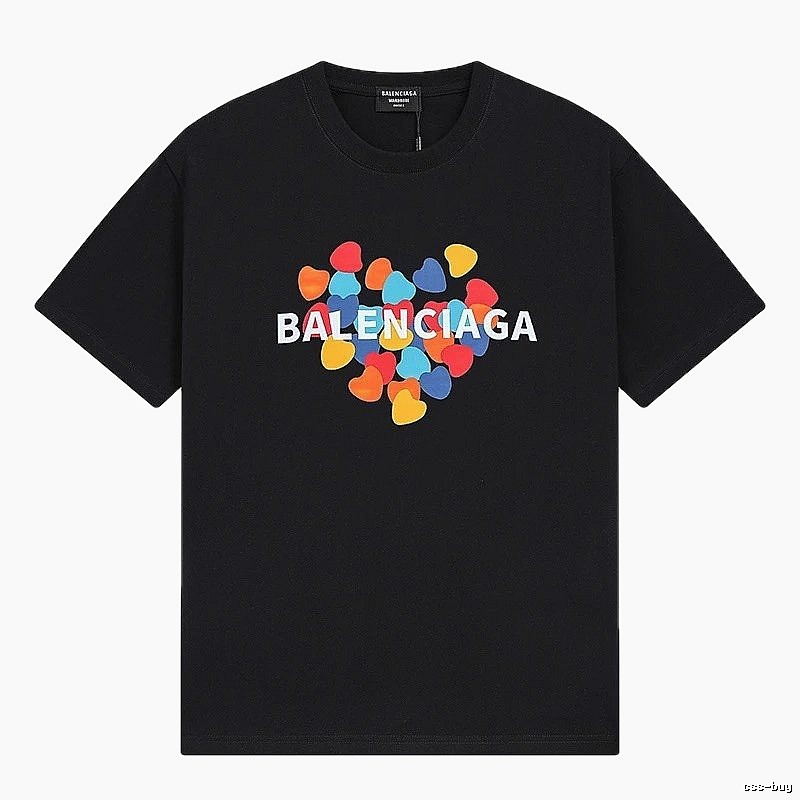 Balenciaga black T-shirt with a heart print.
