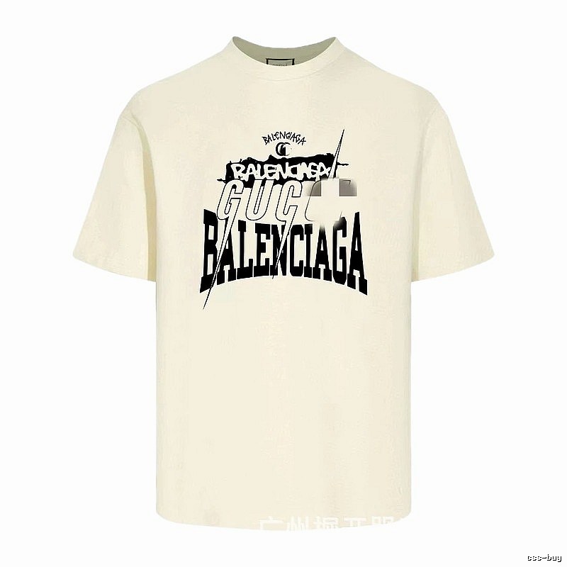 Balenciaga Co-branded Printed Street-style Off-white T-shirt