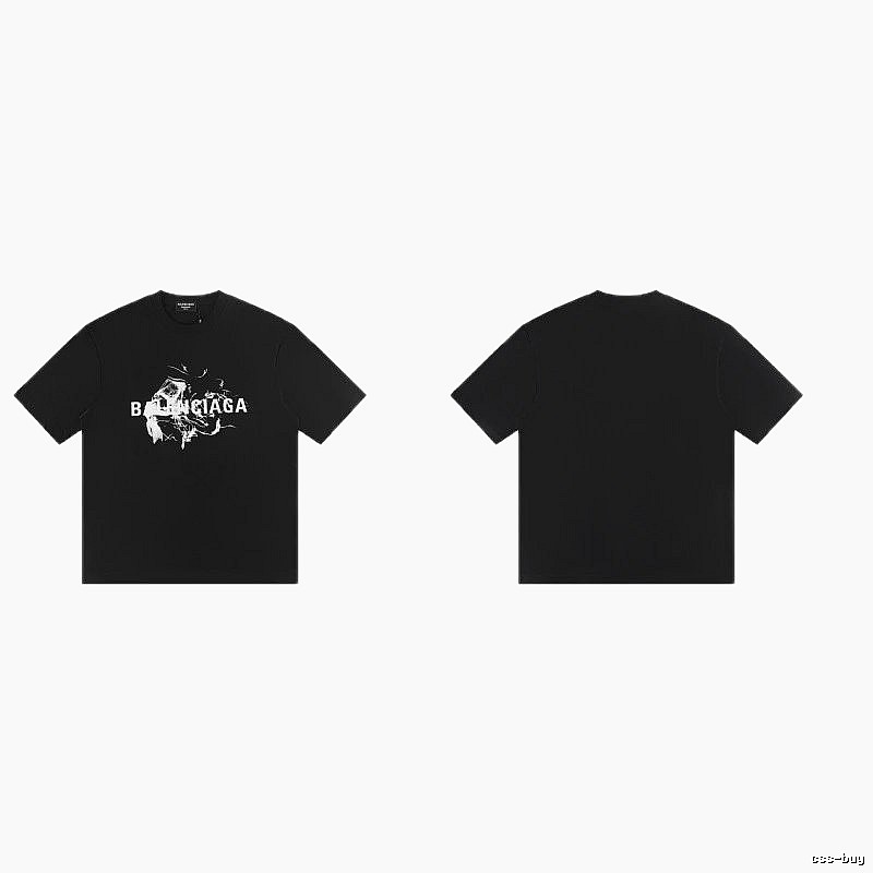 Balenciaga Distressed Print Cool Trendy Black T-Shirt