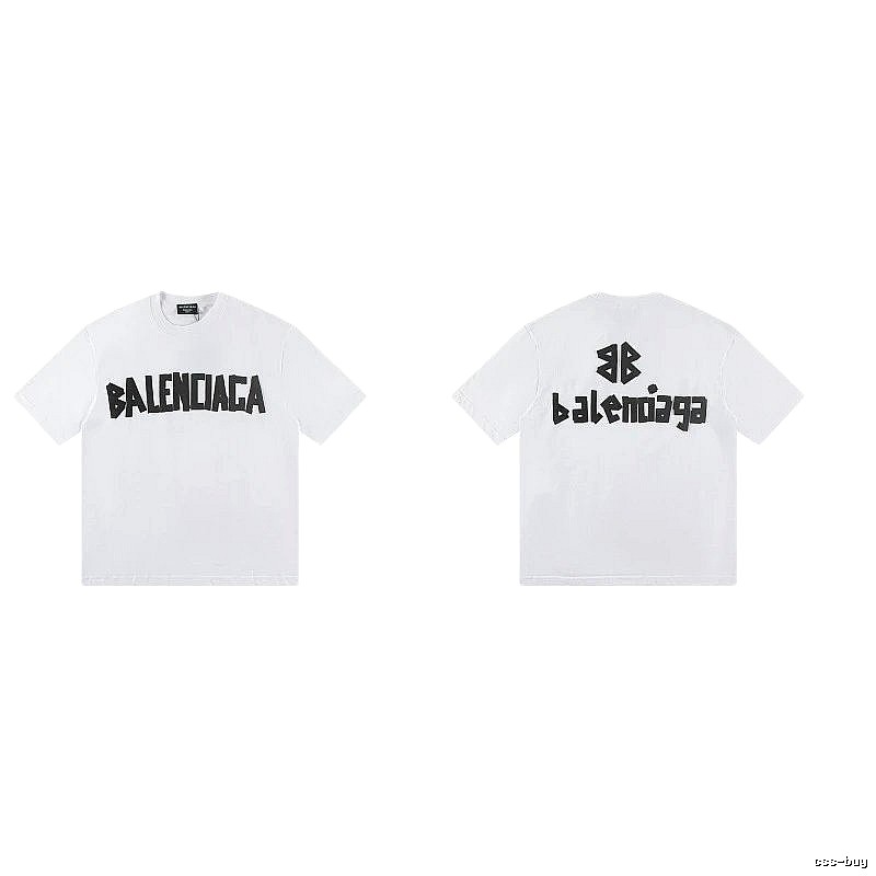 Balenciaga Double B Printed Street Style White T-shirt