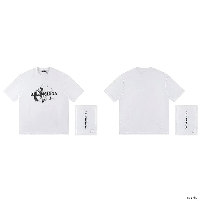 Balenciaga Graffiti Print Street Style White T-Shirt