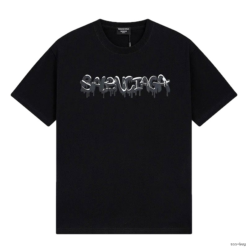 Balenciaga Graffiti Street Style Black Short Sleeve T-shirt