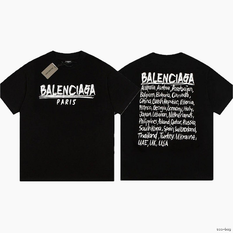 Balenciaga Graffiti Street Style Black Short Sleeve T-shirt