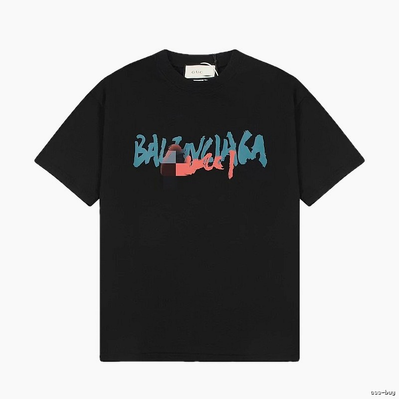 Balenciaga Graffiti Street Style Black T-Shirt