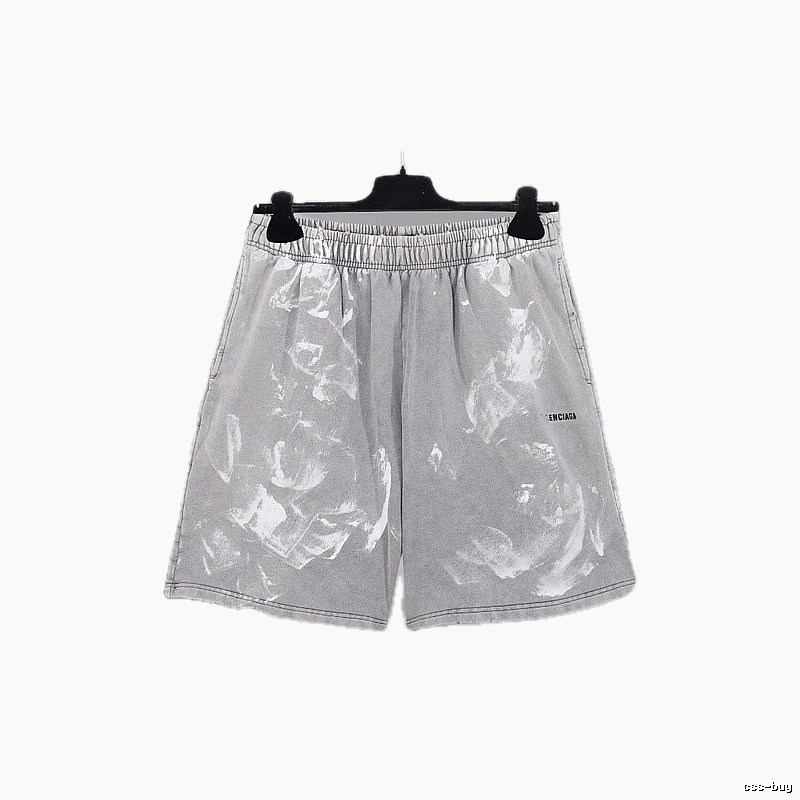 Balenciaga graffiti-style grey shorts