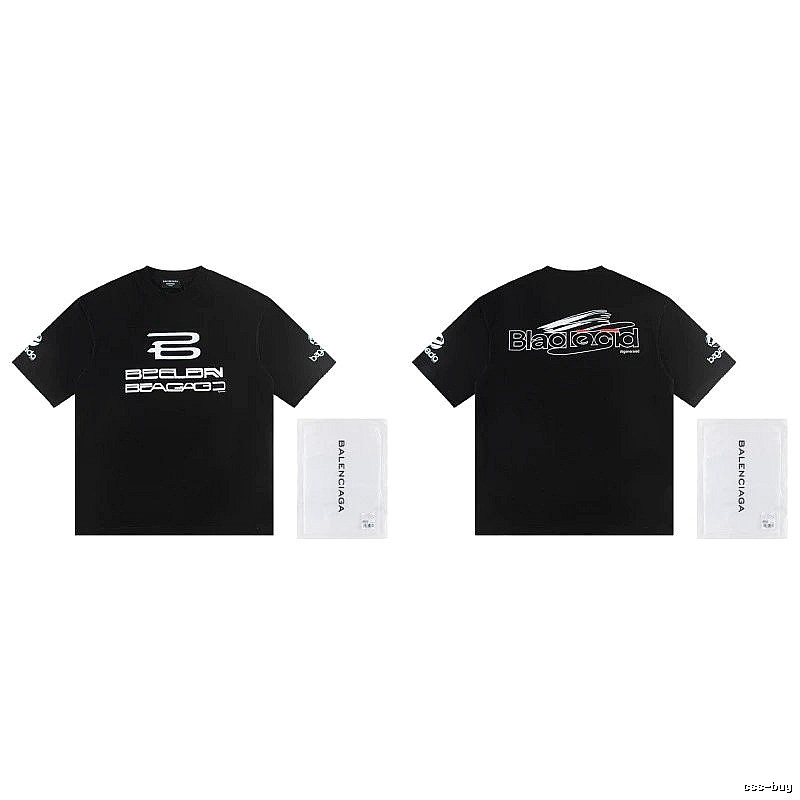 Balenciaga Printed Street Style Black T-shirt
