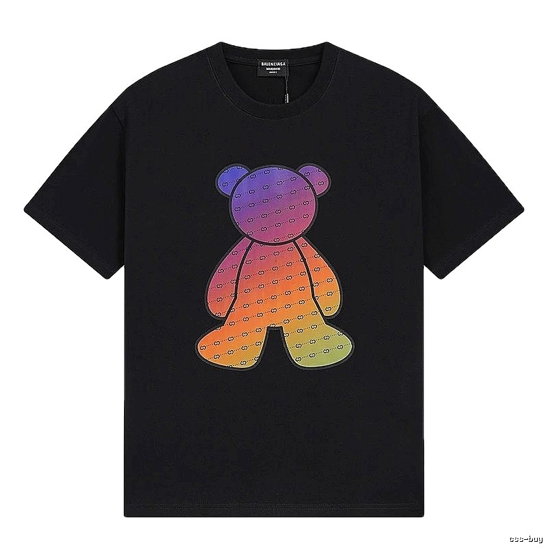 Balenciaga Rainbow Bear Short-sleeve Shirt