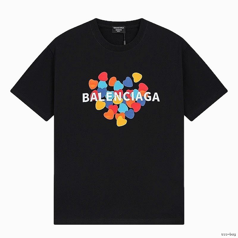Balenciaga Trendy Black T-shirt with Heart Print