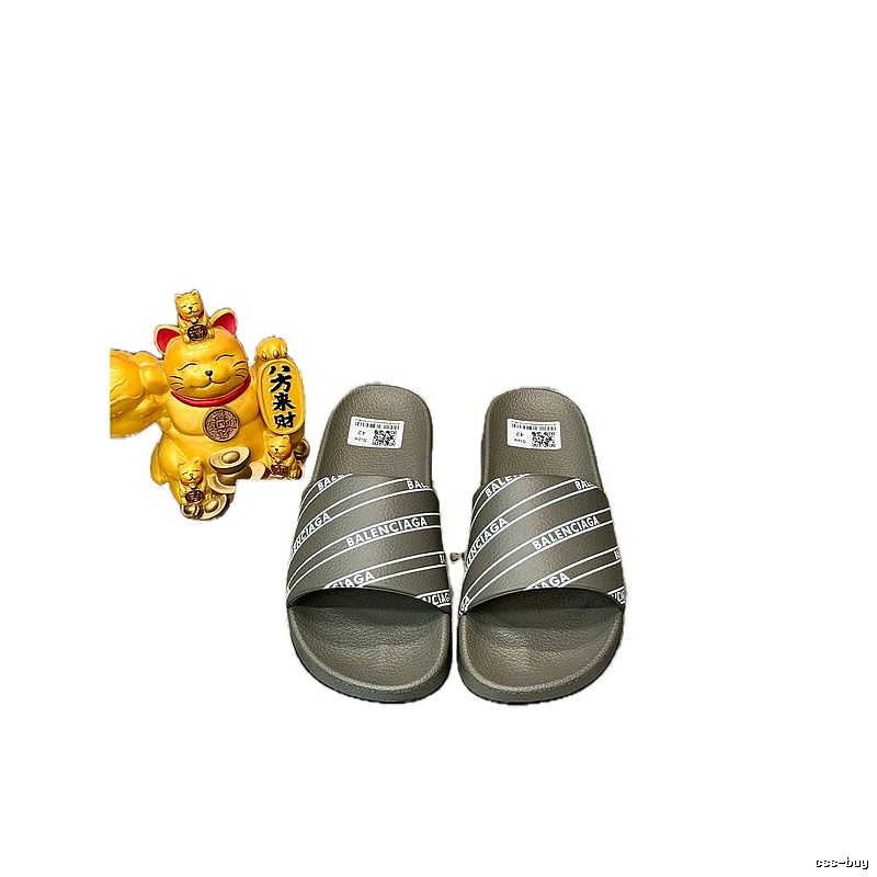 Balenciaga Trendy Cool Twill Military Grey Slides