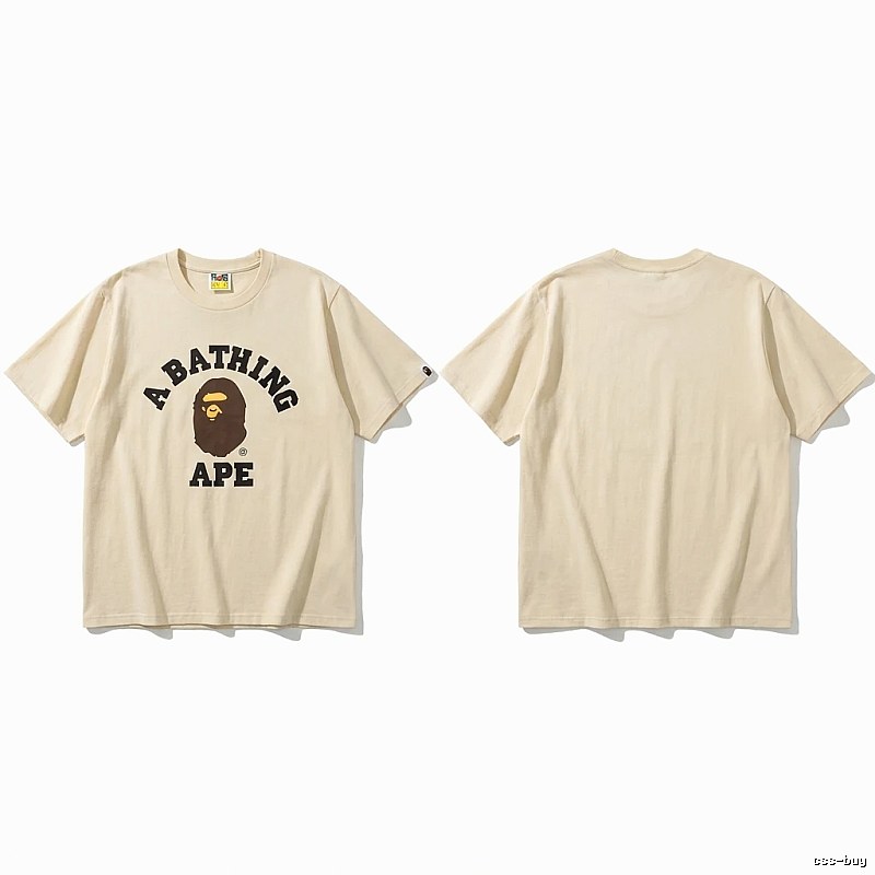 Bape Ape Head Minimalist Style Beige T-shirt