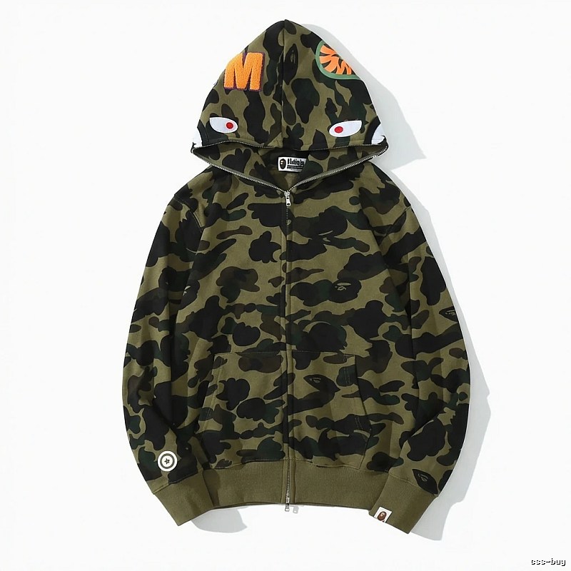 Bape camouflage-style green and black hoodie