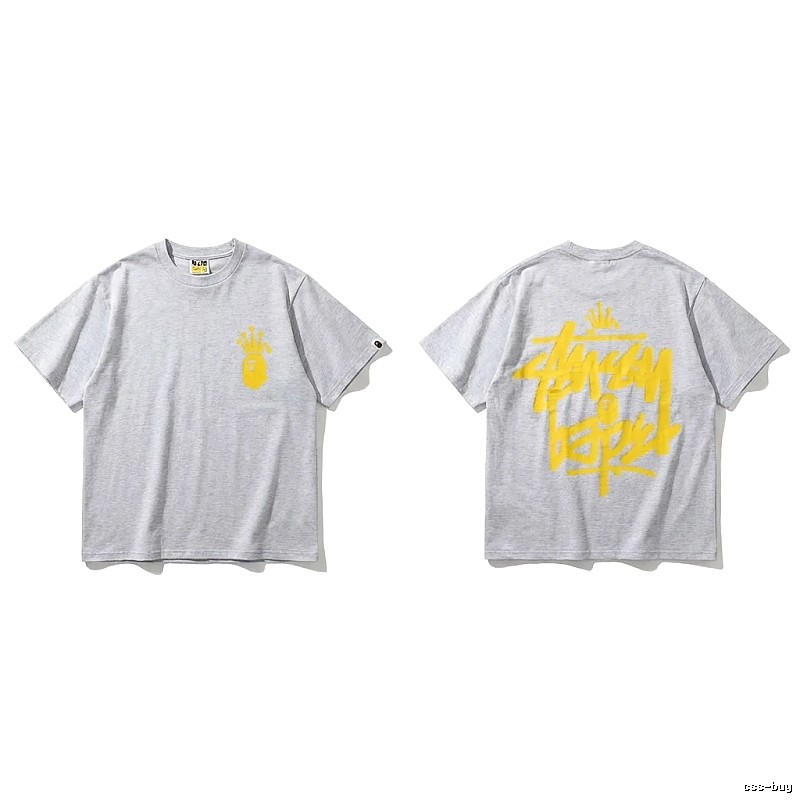 Bape Crown Trendy Brand Light Gray T-shirt