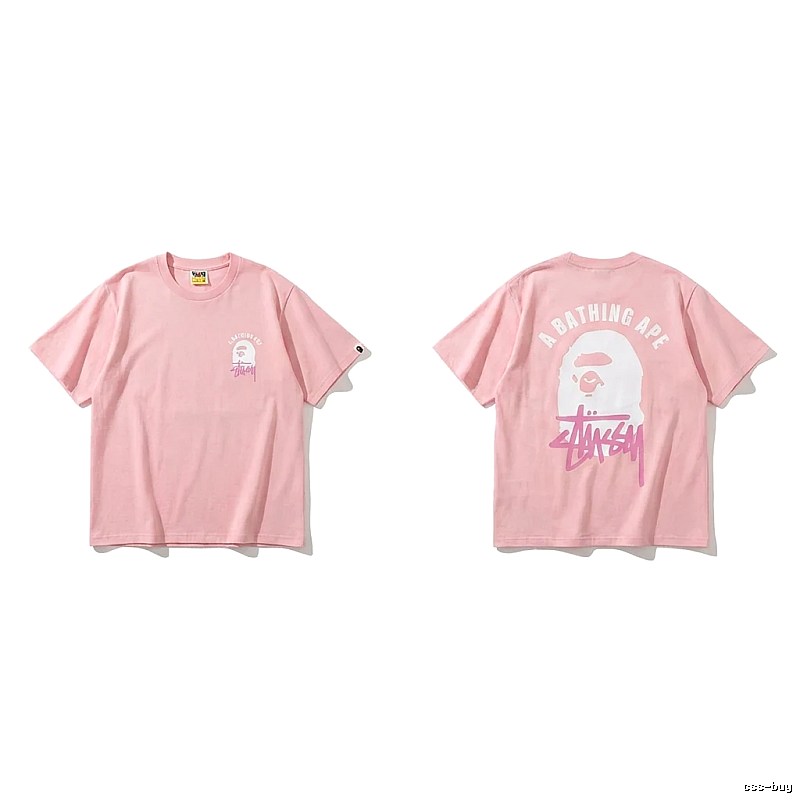 Bape trendy brand pink T-shirt