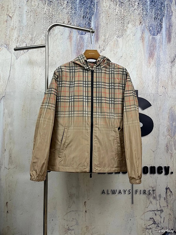 Beige Zip Jacket with Burberry Check Zip