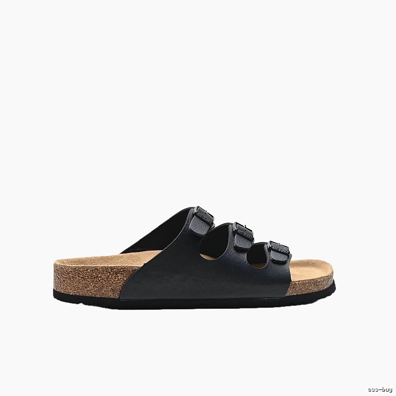 BIRKENSTOCK Casual Three-Buckle Black Slides