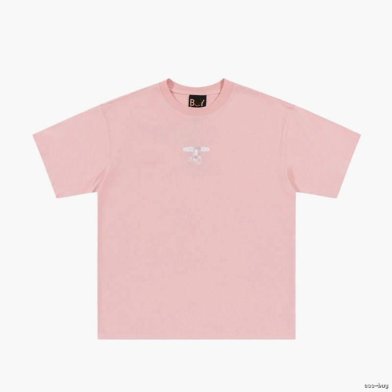 BOY Wing Print Street-style Pink Short Sleeve T-Shirt