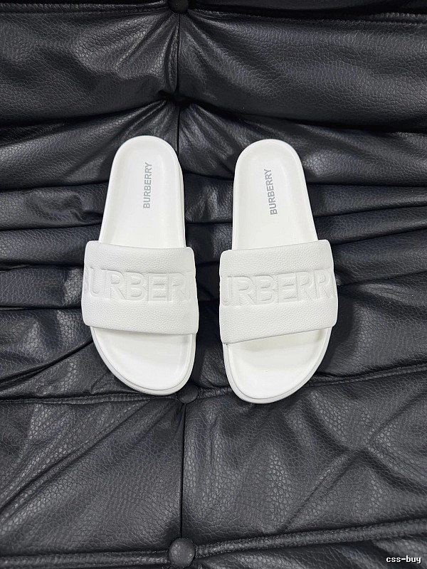 Burberry Embossed Minimalist Style White Slides