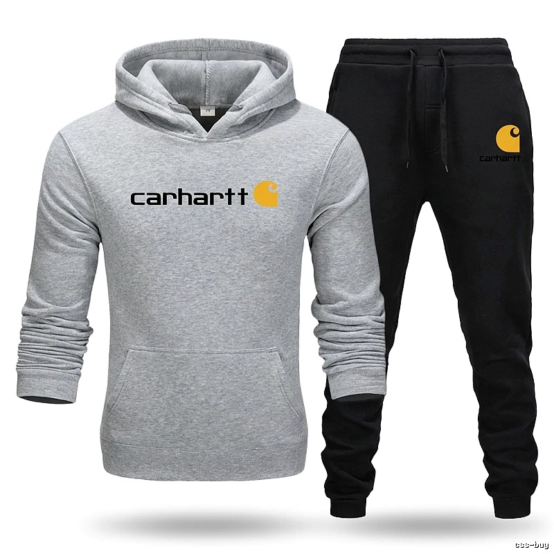 Carhartt trendy brand gray and black sportswear set