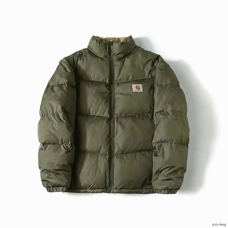 Carhartt workwear style olive green cotton-padded jacket