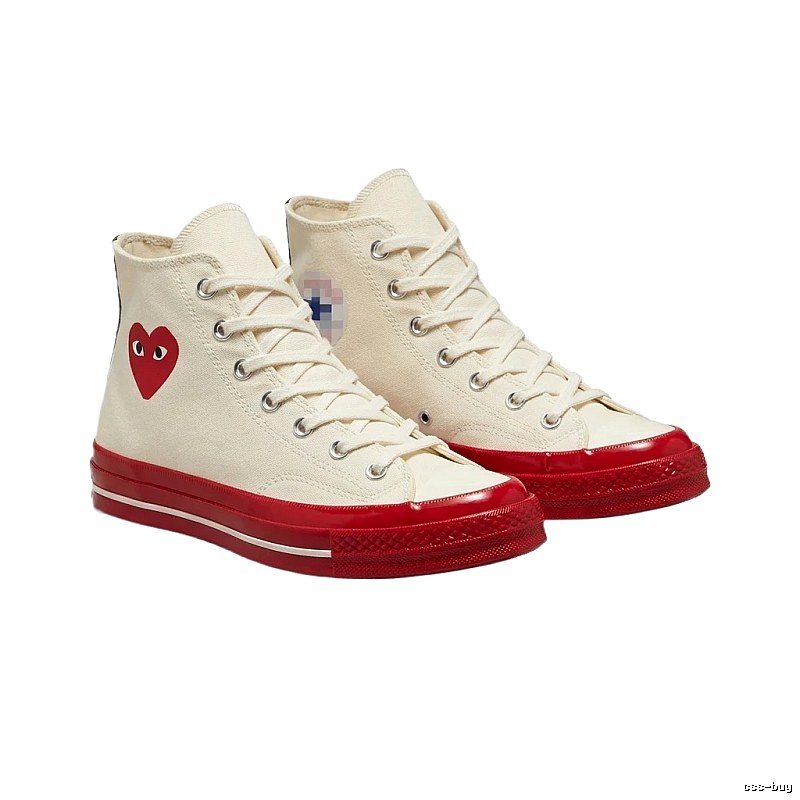 CDG Love High-top Red and White Shoes