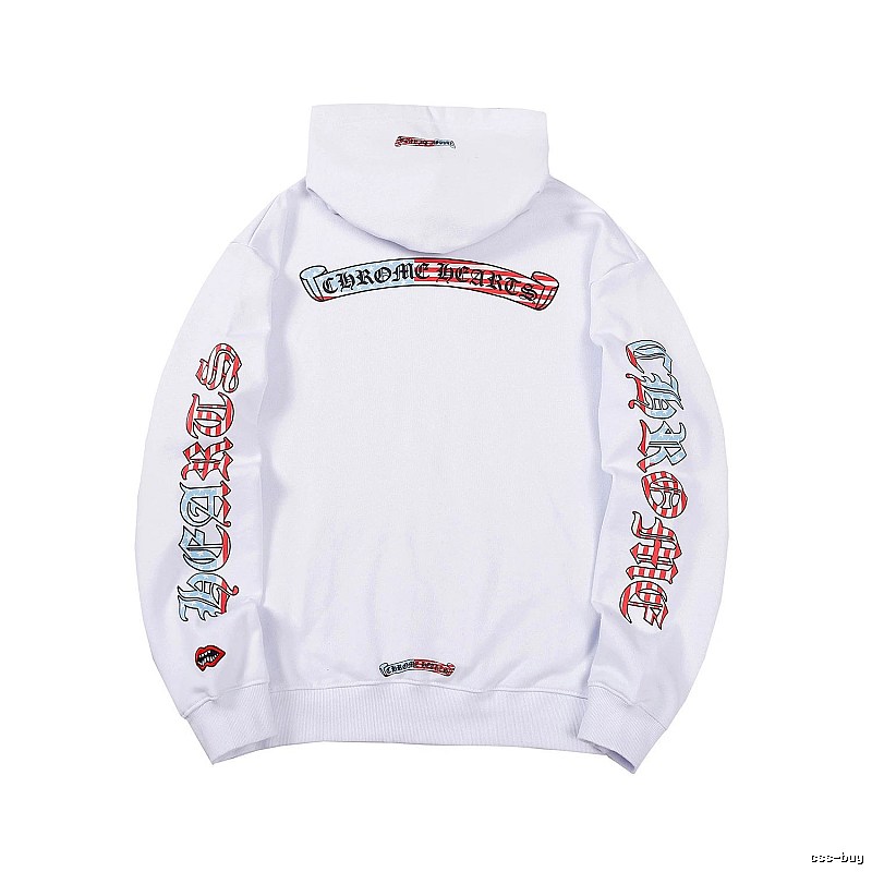 Chrome Hearts 2088-78 White Cross Graphic Hoodie Logo Detail